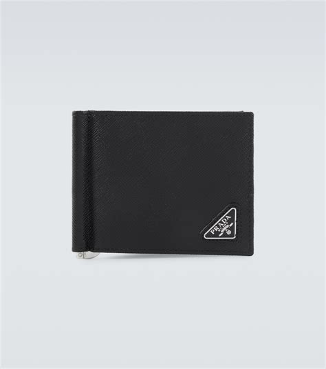 Saffiano metal money clip wallet in black 